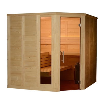 8kw ห้องซาวน่าอบไอน้ำแบบดั้งเดิมในร่ม Solid Nordic Spruce SS บานพับ
