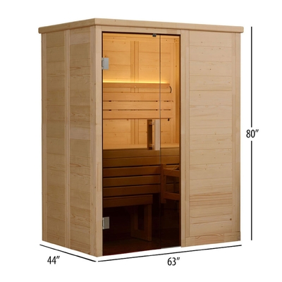 ซาวน่าไม้ในร่ม 2 คน Solid Nordic Spruce Steam 6kw