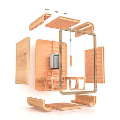 เทรนด์ดั้งเดิมแบบพกพาซาวน่า Solid Red Cedar Steam Sauna Room 2 Person